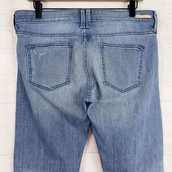 Pilcro Low-Rise Slim Boyfriend Jeans 28 Blue Light Wash Embroidered Straight Leg - Picture 6 of 13